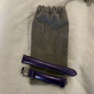 Michele Shiny Purple Watch Band with Pouch